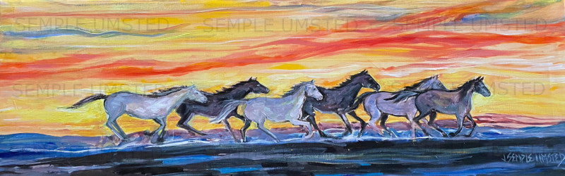Sunrise Stampede (Giclée on Canvas)