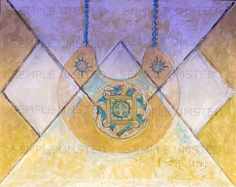 Diamonds And Four Woodpeckers (Giclée on Canvas)