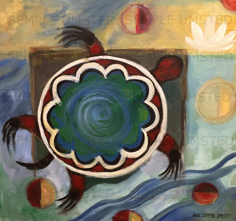 Flower Turtle (Giclée on Canvas)