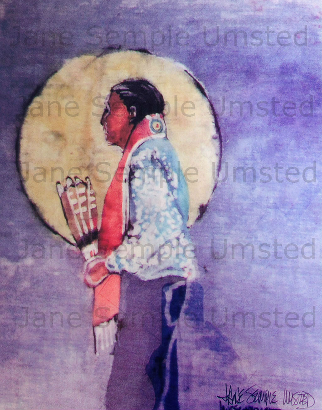 Gourd Dancer With Moon 1 (Giclée on Canvas)