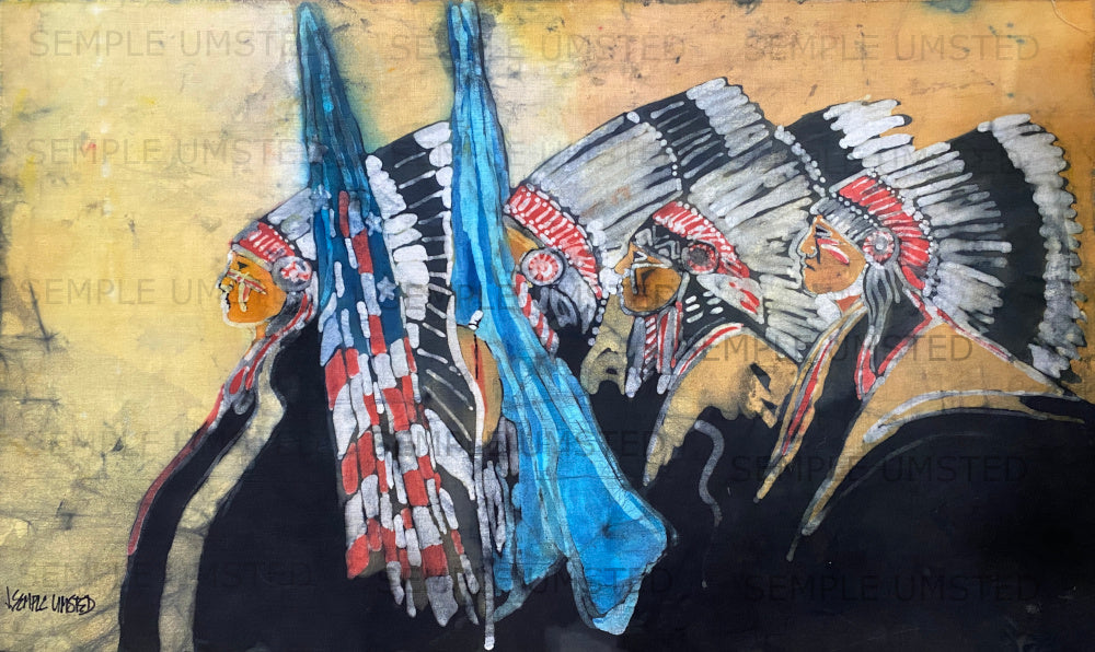 Parade of Chiefs with Flag (Giclée on Canvas)