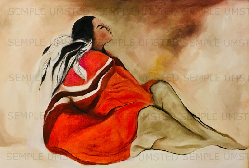 Seated Lady in Red (Giclée on Canvas)