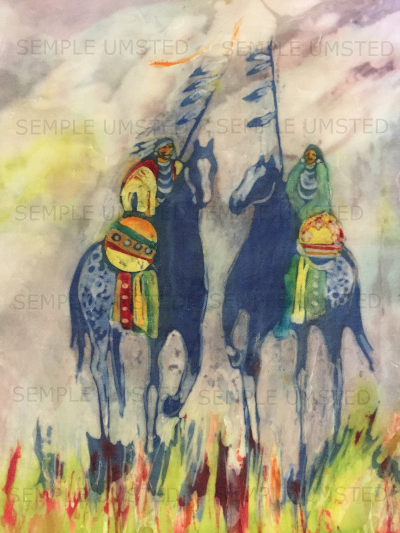 Blue Horse Friends (Giclée on Canvas)
