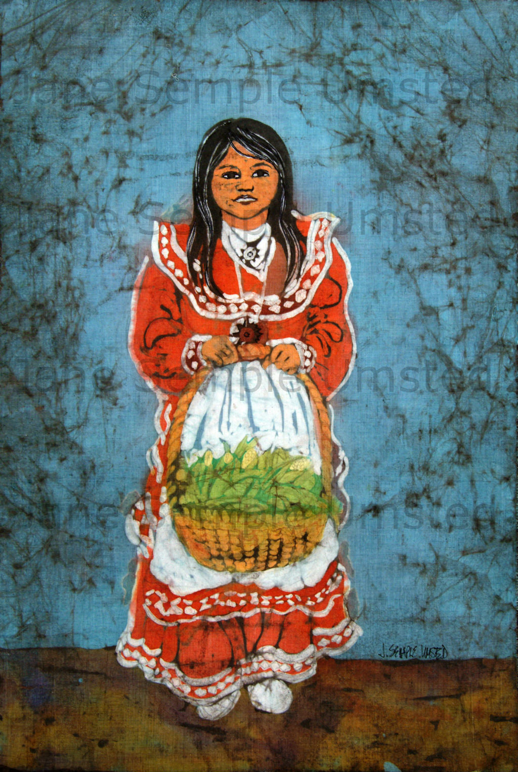 Choctaw Girl With Basket (Giclée on Canvas)