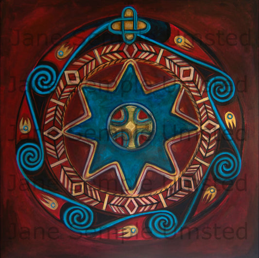 Red Medallion (Giclée on Canvas)