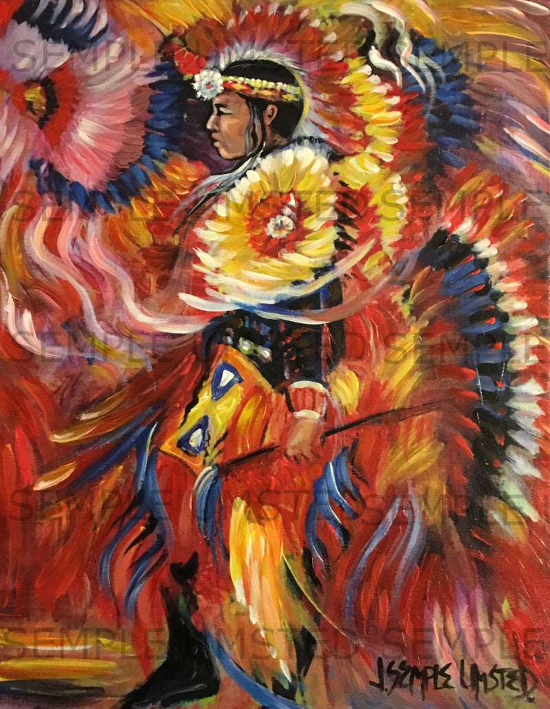 Fancy Dancer at Powwow (Giclée On Canvas)